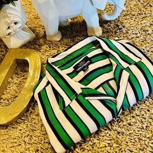 THREADBARE Men's Green Striped Short Sleeve Shirt